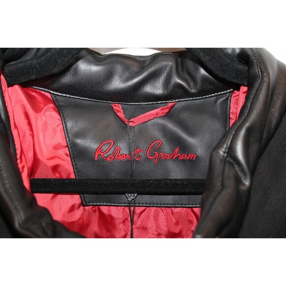 Robert Graham Faux Leather Puffer Jacket in Black Men's SZ M‎ NWT $328 - Picture 4 of 7